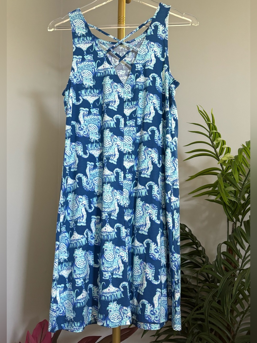 Lilly Pulitzer Blue and Light Blue Printed Elephant Cotton Dress 🐘❤️ - Picture 7 of 16